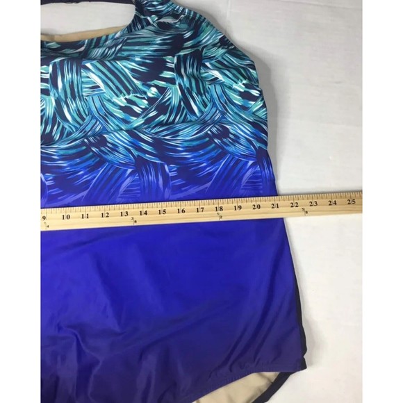 Swimsuits For All Women's Plus 30 Size Navy Blue High Neck One Piece - Picture 2 of 6